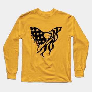 Tattered Eagle Flag (black) Long Sleeve T-Shirt